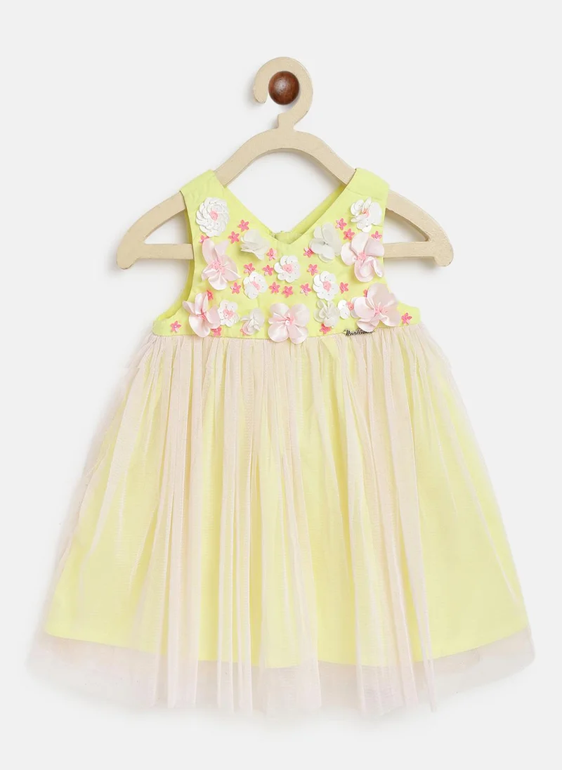 Nautinati Nautinati Girls’ Floral Embellishment Fit & Flare Net Dress